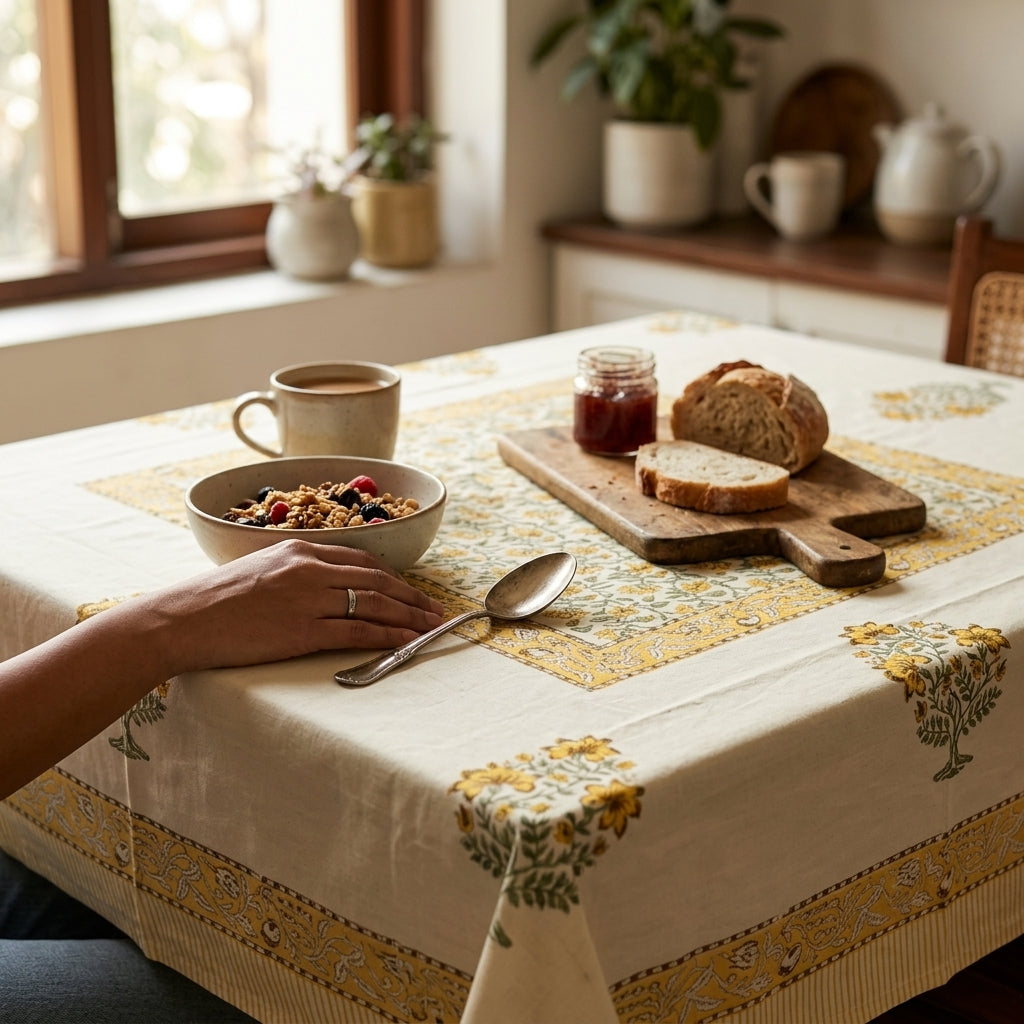 table cover with food