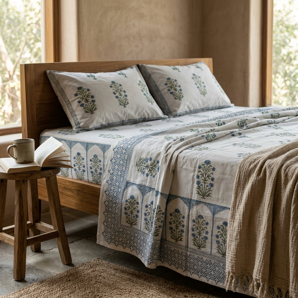 bedsheet + pillow covers on a king size bed